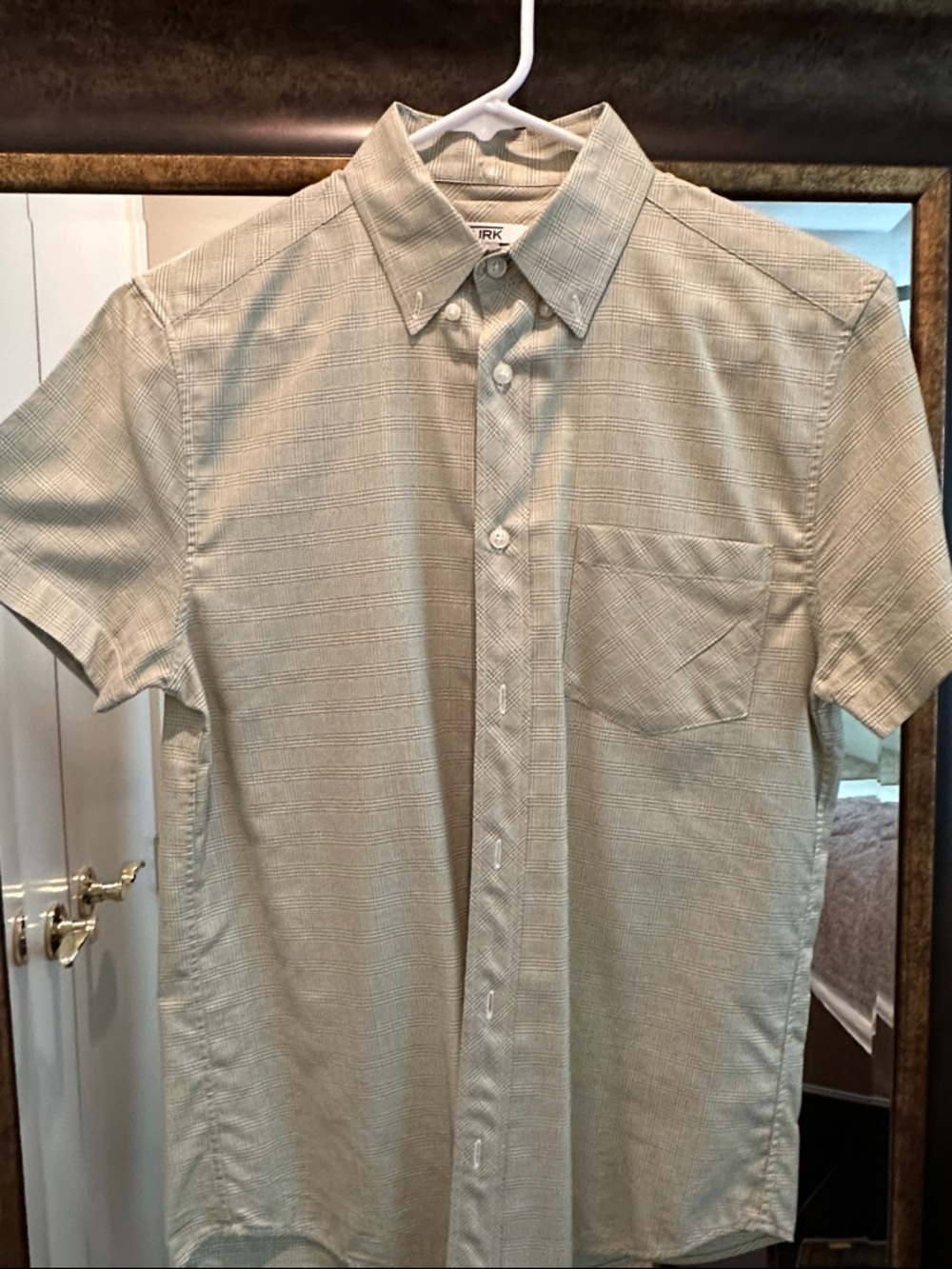 Men's Short Sleeve Button-Down Shirt in Light Beige - Classic Casual